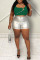 Green Sexy Street Solid Hollowed Out Patchwork U Neck Tops