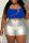 Blue Sexy Street Solid Hollowed Out Patchwork U Neck Tops