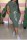 Green Casual Print Letter O Neck One Step Skirt Dresses