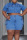 Blue Casual Solid Patchwork Buckle Turndown Collar Plus Size Two Pieces