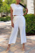 White Casual Simplicity Solid Vests Capris Solid Color O Neck Sleeveless Two Pieces