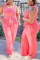 Pink Casual Daily Simplicity Solid Basic U Neck Sleeveless Two Pieces