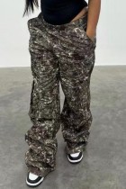Multicolor Casual Print Patchwork Regular High Waist Conventional Full Print Trousers