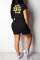 Purple Casual Letter Print Patchwork O Neck Short Sleeve Two Pieces