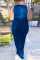 Deep Blue Casual Daily Simplicity Solid Basic U Neck Sleeveless Two Pieces