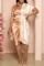 Apricot Casual Solid Patchwork Contrast Turndown Collar Short Sleeve Dress Dresses