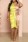 Yellow Casual Solid Patchwork Contrast Turndown Collar Short Sleeve Dress Dresses