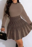 White Casual Patchwork Embroidered Patchwork O Neck Long Sleeve Two Pieces