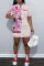 Black Street Print Patchwork Buckle Mandarin Collar Straight Dresses