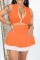 Orange Casual Sportswear Solid Patchwork Contrast Zipper Collar Sleeveless Two Pieces