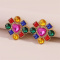 White Casual Daily Patchwork Rhinestone Earrings