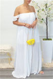 White Casual Vacation Simplicity Solid See-through Slit Basic Solid Color Square Collar Sling Dress Dresses