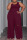 Burgundy Casual Solid Hollowed Out Patchwork U Neck Plus Size Two Pieces