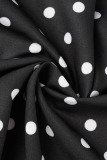 Black Casual Dot Print Bandage V Neck Short Sleeve Dress
