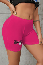 Rose Red Casual Print Patchwork High Waist Pencil Positioning Print Bottoms