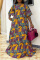 Yellow Purple Casual Vintage Vacation National Totem Basic Printing O Neck A Line Dresses