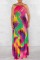 Green Sexy Casual Print Bandage Backless Halter Long Dress Dresses