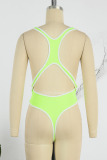 Fluorescent Color Sexy Solid Patchwork Swimwears