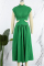 Red Sweet Elegant Solid Hollowed Out Mandarin Collar A Line Dresses