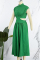 Red Sweet Elegant Solid Hollowed Out Mandarin Collar A Line Dresses