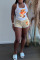 Grey Casual Letter Character Patchwork U Neck Sleeveless Two Pieces