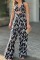 White Casual Print Bandage Hollowed Out Backless Halter Regular Jumpsuits