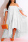 White Casual Solid Patchwork Asymmetrical Off the Shoulder Straight Dresses