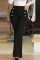 Black Casual Solid Patchwork Regular High Waist Conventional Solid Color Trousers