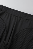 Black Casual Sportswear Solid Patchwork