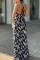 White Casual Print Bandage Hollowed Out Backless Halter Regular Jumpsuits