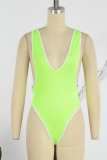 Green Sexy Solid Patchwork Swimwears