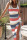 Stripe Casual Print Patchwork Draw String Slit U Neck One Step Skirt Dresses