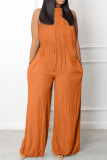 Yellow Casual Solid Basic Half A Turtleneck Regular Jumpsuits