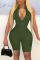 White Casual Sportswear Solid Patchwork Zipper Collar Skinny Jumpsuits