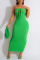 Sky Blue Sexy Solid Bandage Patchwork Strapless Pencil Skirt Dresses