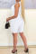White Casual Sportswear Solid Patchwork Zipper Collar Skinny Jumpsuits