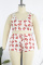 White Sexy Casual Lips Printed Basic U Neck Plus Size Two Pieces