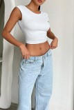 Light Gray Sexy Casual Solid Bandage Backless O Neck Tops