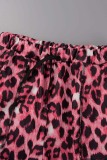 Red Sexy Casual Print Leopard Basic U Neck Sleeveless Two Pieces