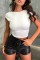 Black Casual Solid Frenulum Skinny High Waist Conventional Solid Color Shorts