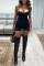 Black Sexy Casual Solid Backless Spaghetti Strap Skinny Romper
