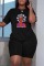 Grey Casual Print Basic O Neck Short Sleeve Two Pieces