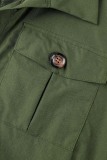 Army Green Casual Solid Patchwork Turndown Collar Regular Jumpsuits