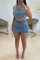 Baby Blue Casual Solid Bandage O Neck Sleeveless Two Pieces