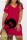 Red Casual Print Basic V Neck Short Sleeve Dress