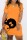 Orange Casual Print Basic V Neck Short Sleeve Dress