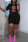 Grey Casual Print Basic O Neck Short Sleeve Two Pieces