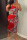 Red Sexy Print Hollowed Out Patchwork Spaghetti Strap One Step Skirt Dresses
