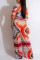 Red Casual Print Patchwork Turndown Collar Half Sleeve Two Pieces