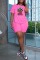 Grey Casual Print Basic O Neck Short Sleeve Two Pieces